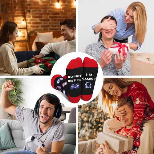 Miniatura 34 de AGRIMONY Calcetines divertidos con texto en inglés «Do Not Disturb Gaming» para hombres, mujeres, adolescentes, niños, Pascua, padres, cumpleaños