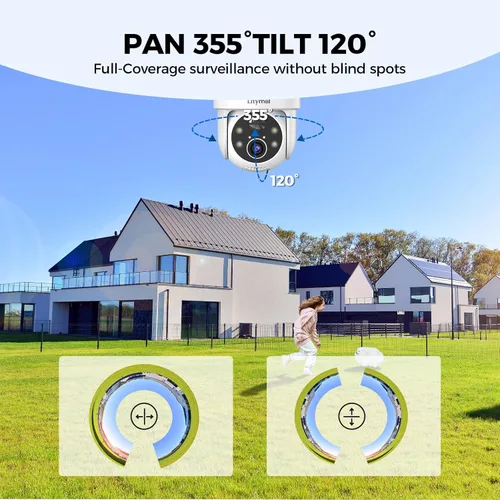 Miniatura 8 de LITYMOL Cámaras de seguridad de 2K con vista de 360° inalámbricas para exteriores, cámaras solares para seguridad del hogar