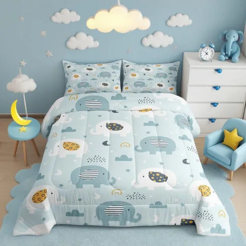 Miniatura 15 de Feelyou Juego de edredón de perezoso lindo juego de ropa de cama para niños y niñas, juego de edredón de mariposa de galaxia, hojas botánicas