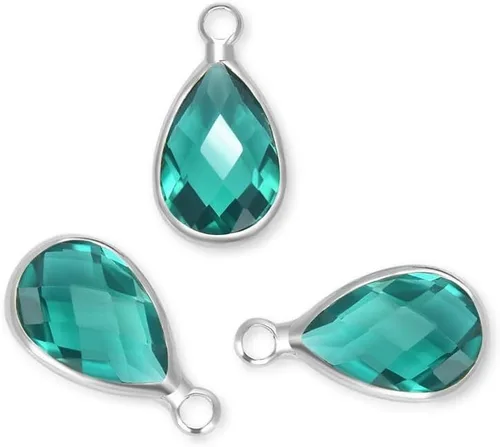 Miniatura 9 de Adabele Colgante de piedra natal de grado A, gota de 0.433 in, 0.551 in y 0.630 in, chapado en plata de ley para aretes personalizados, pulseras