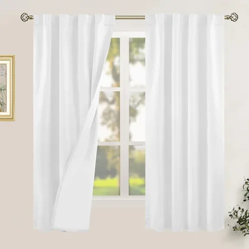 Miniatura 24 de LAMIT Cortinas de lino natural 100 % opacas para ventana, para dormitorio, 45 pulgadas, cortinas térmicas con textura de lino estilo granja