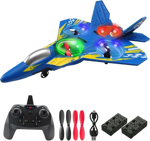 jaming Aviones de control remoto de espuma, aviones RC de 2.4 GHz con luz, giro de 360°, rollo de acrobacias, drone de juguetes para adultos y niños
