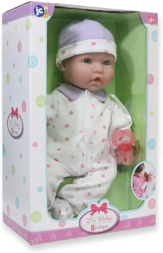 Miniatura 3 de JC Toys - La Baby Muñeca caucásica de cuerpo suave medio de 16 pulgadas Lavable Traje morado extraíble con sombrero y chupete Para niños