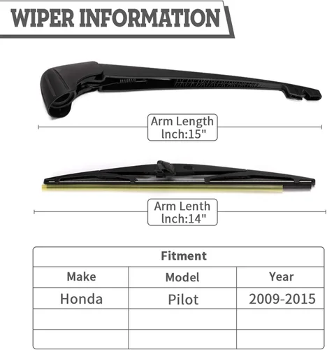 Miniatura 2 de Juego de tuercas para limpiaparabrisas trasero - Reemplazo para Honda Pilot 2009-2015, conjunto de limpiaparabrisas trasero, con accesorios