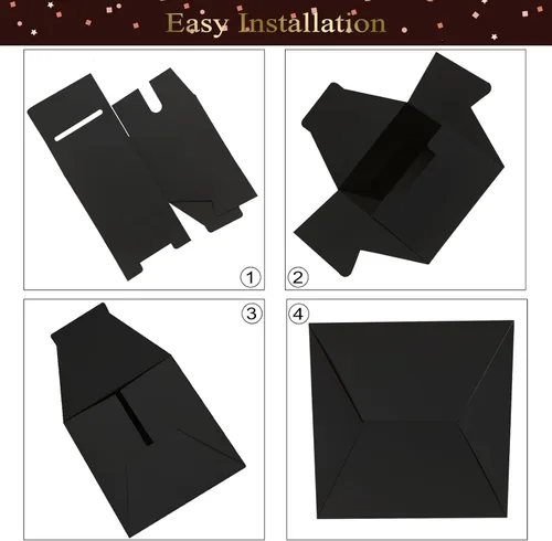 Miniatura 8 de QISOLIY Caja Negra para Tarjetas Cajas de Tarjetas de Boda para Recepción Portador de Caja de Tarjetas de Regalo Caja de Dinero para Graduaciones