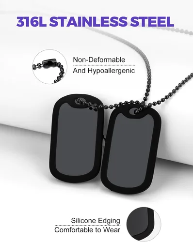 Miniatura 4 de Richsteel - Placa de identificación estilo Hip Hop militar para collar, fibra de carbón, colgante de bibliabala, para mujeres y hombres joya