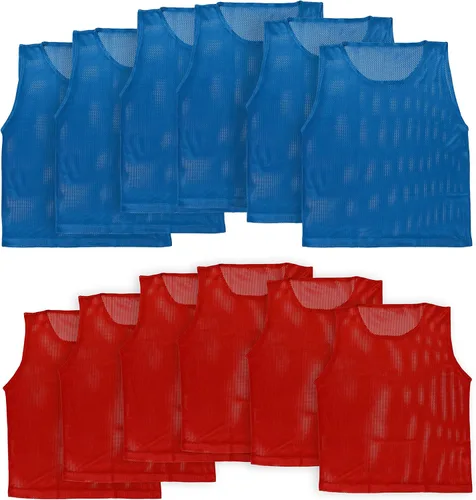 Athllete LITEMESH Pinnies (Juego de 12/24 Chalecos de Práctica) Pinnies Juveniles, Petos para Deportes Juveniles y Chalecos de Scrimmage 6-rojo +