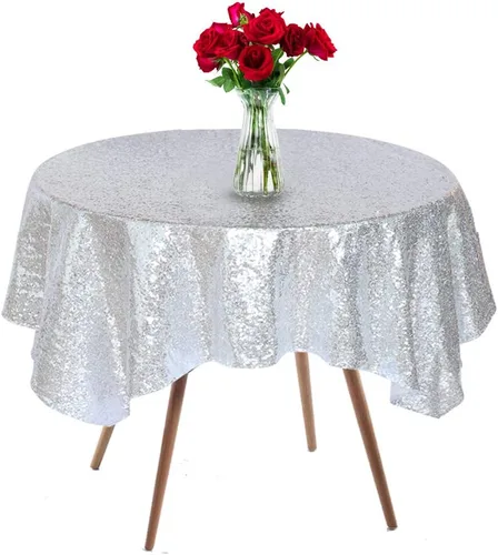 Miniatura 17 de Mantel de lentejuelas de 50 x 50 pulgadas, mantel negro brillante con purpurina brillante y secuencia metálica, para decoración de fiesta