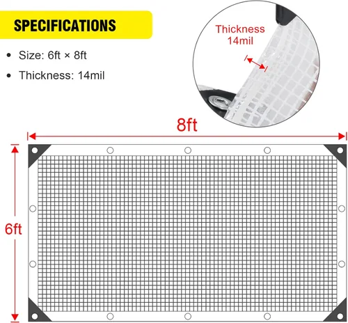 Miniatura 2 de Lona transparente para invernadero resistente de 14 Mil, cubierta impermeable transparente, lona de poliéster con ojales resistente a los rayos UV
