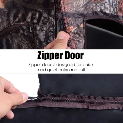 Miniatura 8 de Tangkula Persiana desplegable para 3 personas, persiana portátil de caza con ventanas de malla, bolsa de transporte y estacas de tierra, tienda
