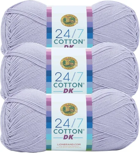Miniatura 15 de Lion Brand Yarn Estampados DK de algodón 24/7, hilo para tejer, ganchillo y manualidades, azul, paquete de 1 Cotton Yarn for Knitting, Crochet