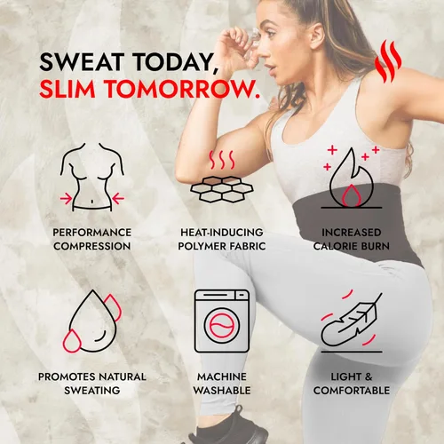 Miniatura 3 de Sweat Shaper – Cinturón de sauna para reducción de cintura para mujer, entrenador de cintura sin neopreno Negro