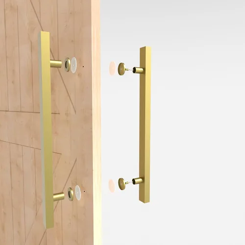 Miniatura 5 de Manijas Cuadradas de Titanio Dorado para Puerta de Granero 12"/24"/36"/48"/59", Manija Larga de Puerta Francesa de Empujar Tirar de Doble Cara, Oro