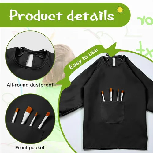 Miniatura 3 de Geyoga Delantal de manga larga impermeable para niños, con bolsillo, para clase escolar, de 3 a 8 años