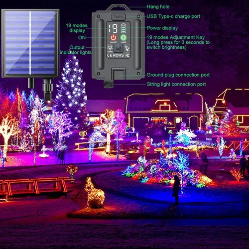 Miniatura 5 de Guirnalda de luces solares de Navidad actualizadas para exteriores, impermeables, paquete de 2 unidades en total de 144 pies, 400 luces LED
