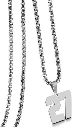 Miniatura 21 de Collar de Número Dorado para Hombre, Cadena de Acero Inoxidable con Colgante de Número para Atletas, Joyería Deportiva Personalizada para Niños
