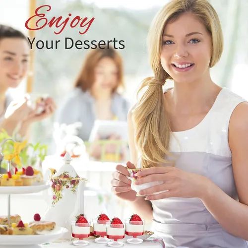 Miniatura 7 de Zezzxu Mini Copas de Postre de 2 oz con Cucharas, Paquete de 100 Copas Desechables para Aperitivos Copas de Mousse Copas Pequeñas de Plástico tipo