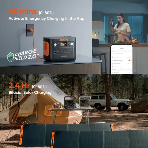 Miniatura 5 de Jackery Explorer 1000 v2 Estación de Energía Portátil, Batería LiFePO4 de 1070Wh, Salida AC de 1500W/USB-C de 100W, Carga Rápida de 1 Hora