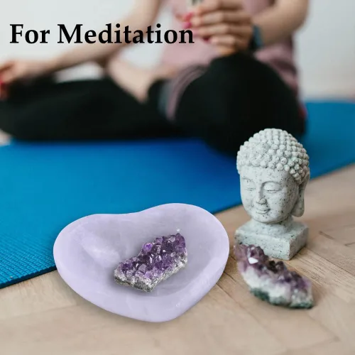 Miniatura 7 de JIC Gem Cuenco de cristal de selenita en forma de corazón plato de selenita marroquí para limpiar y recargar cristales y piedras curativas de 4
