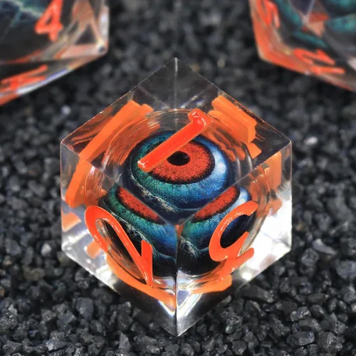 Miniatura 17 de FONVGOGO Dados Ojo de Dragón para Mazmorras y Dragones, Juego de Dados de Resina de Borde Afilado con Núcleo Líquido D&D Dados Poliédricos del Ojo