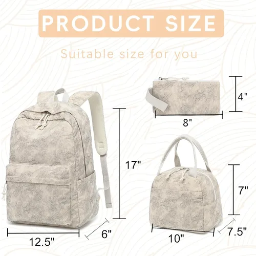 Miniatura 41 de LOIDOU Mochila para adolescentes y niñas, mochila escolar con lonchera y estuche para lápices, juego de bolsas escolares 3 en 1