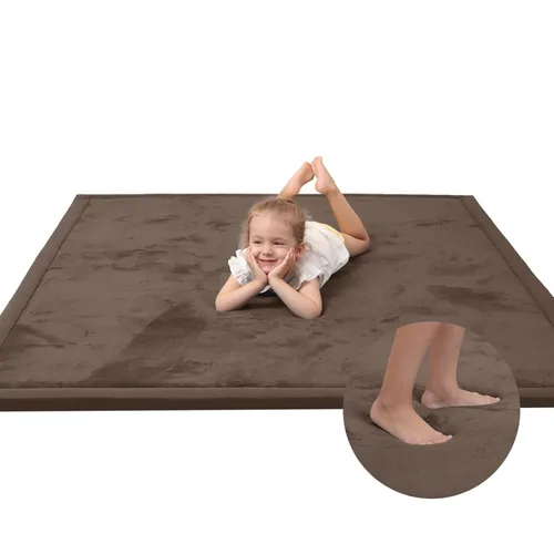 Miniatura 71 de Huloo Sleep - Tapete de juego para bebé, tapete de espuma viscoelástica de 1.3 pulgadas de grosor, terciopelo coral suave, antideslizante, Gris