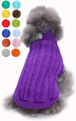 Miniatura 37 de Suéter para perro, cálido y suave, mediano (pecho 16-18 pulgadas), rosa, cuello alto clásico, lavable a máquina, invierno, unisex, sólido