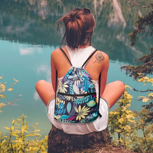 Miniatura 5 de WANDF - Mochila de nailon con cordón, resistente al agua, para gimnasio, compras, deporte, yoga
