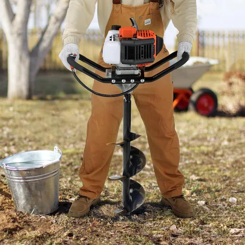 Miniatura 8 de VEVOR Excavadora de Agujeros para Postes, Excavadora de Agujeros para Postes con Barrena de 43cc 1250W, Excavadora de Tierra a Gas con Broca