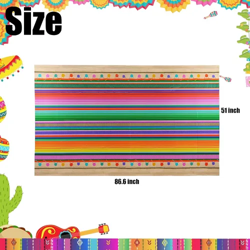 Miniatura 3 de Mantel de plástico para fiesta mexicana, 2 unidades, diseño de Cinco de Mayo, decoración de fiesta mexicana, suministros de decoración para fiestas