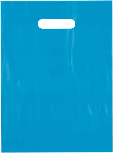 Bolsas de compras de plástico verde azulado troqueladas con asa de corte 9x12, 100/cs – Bolsas marca directa