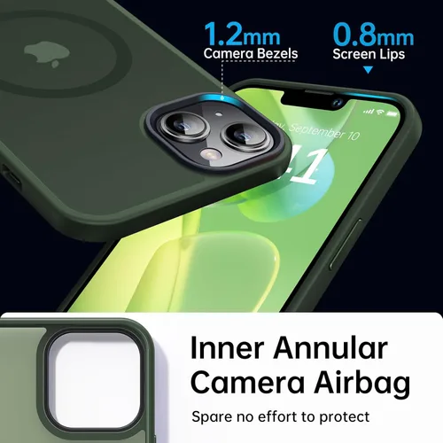 Miniatura 5 de Funda magnética para iPhone 13 y iPhone 14 para MagSafe [protección de grado militar de 10 pies], delgada, translúcida mate con borde de silicona