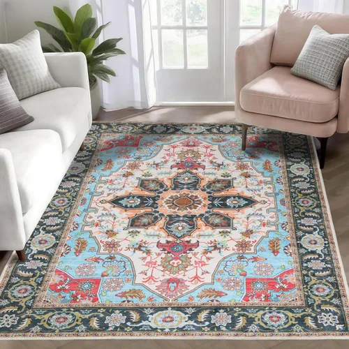 Miniatura 43 de WILLSUN Alfombras lavables de área, alfombras grandes antideslizantes de 5 x 7 pulgadas estilo bohemio para sala de estar, dormitorio, alfombra