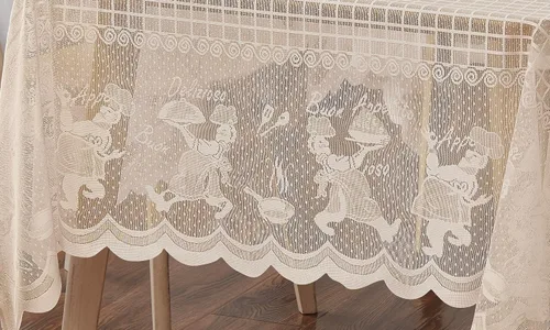 Miniatura 3 de Warm Home Designs Mantel rectangular de 60 x 84 pulgadas. Mantel de encaje vintage que se puede utilizar como funda de mesa de comedor de lino