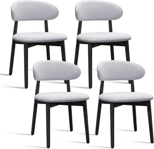 Miniatura 25 de Juego de 2 sillas de comedor de granja, modernas sillas de comedor de madera de mediados de siglo, sillas de comedor tapizadas de tela de granja