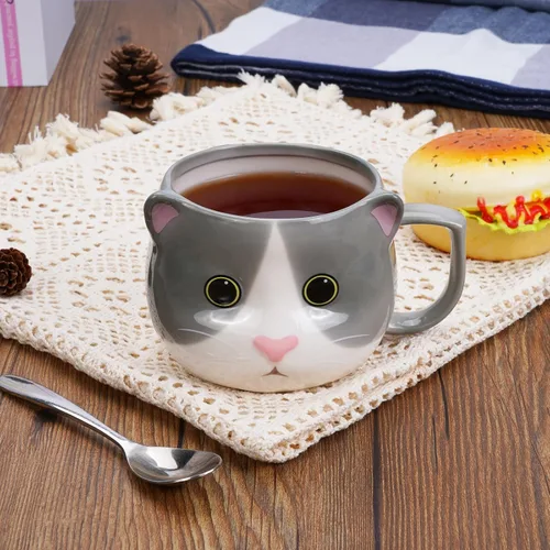 Miniatura 5 de Taza de Gato ToCooTo 14 oz Linda Taza de Té de Cerámica 3D de Porcelana para Mujeres, Regalos Kawaii para Amantes de los Gatos, Navidad
