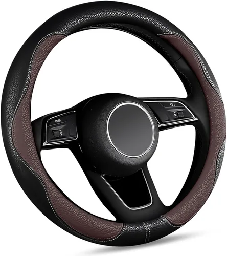 Miniatura 12 de Funda negra para volante de automóvil, antideslizante, transpirable, cómoda, de cuero PU, lindo protector universal, accesorios interiores de Rosa