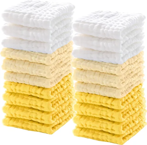 Miniatura 15 de Breling 20 paños de muselina para bebé de 12 x 12 pulgadas, 100% algodón, suave y absorbente, paño de muselina para eructos, toalla facial