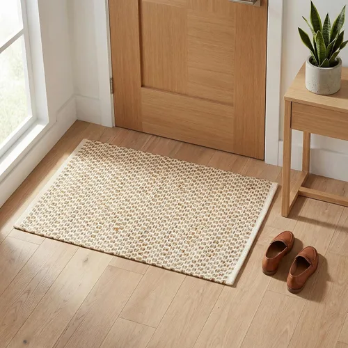 Miniatura 10 de Jute Patsan - Alfombra tejida a mano de 2 x 3 pies, diseño de rayas torcidas naturales, alfombra de piso suave para entrada, cocina, dormitorio