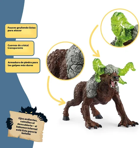 Miniatura 9 de Schleich Eldrador Creatures - Juego de 5 criaturas de fantasía - Lobo de hielo, sabueso de lava, bestia de roca y espada - Figuras de monstruos