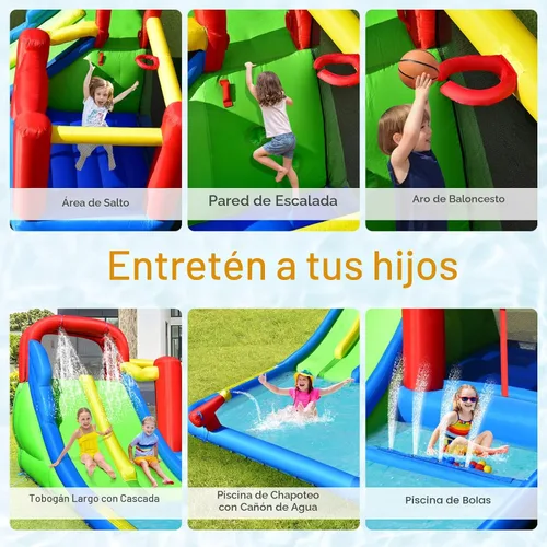 Miniatura 5 de BOUNTECH Tobogán acuático inflable, 7 en 1 doble tobogán para niños, parque acuático para niños, toboganes de agua inflables para exteriores