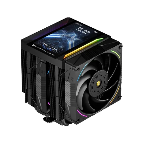 Thermalright Peerless Assassin 120 Vision MAX ARGB Enfriador de aire negro para CPU, radiador de doble torre 2150RPM, pantalla IPS de resolución de
