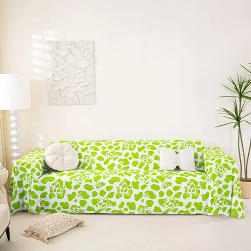 Erosebridal Funda protectora para sofá, diseño de vaca lechera, diseño de vaca verde manzana, funda acolchada para sofá de animales occidentales,