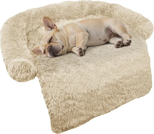 Miniatura 48 de Cama calmante para perro, tapete de felpa esponjoso para perros con protector de muebles con funda extraíble lavable para perros y gatos grandes
