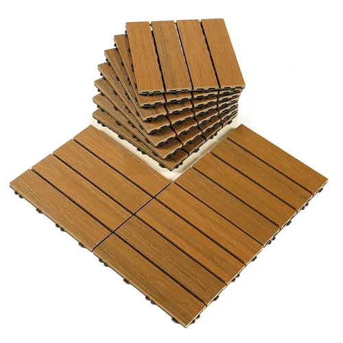 Miniatura 9 de PURE ERA Azulejos de piso entrelazados de madera para interiores y exteriores, 12 x 12 pulgadas (10 unidades, 10 pies cuadrados, marrón) - Gran
