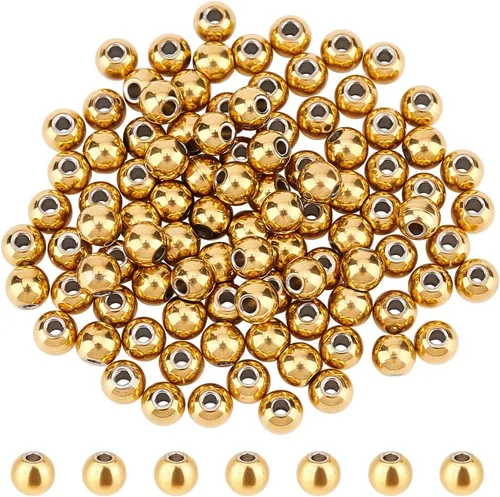 Miniatura 7 de NBEADS 100 cuentas espaciadoras de metal redondas lisas de acero inoxidable 304 de 0.315 pulgadas, cuentas sueltas para hacer joyas de bricolaje 100