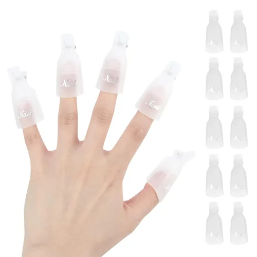 Miniatura 11 de Kit de removedor de esmalte de uñas de gel con 10 clips de removedor de esmalte de uñas rosa con tapa, botella dispensadora, empujador de cutículas