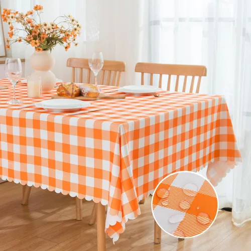 Miniatura 17 de MANGATA CASA Mantel de cuadros rosa para mesas cuadradas, mantel a cuadros, impermeable, para cocina y mesa, mantel de poliéster a cuadros sin Rosa