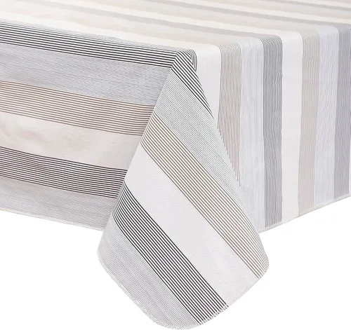 Miniatura 19 de Mantel de vinilo resistente con reverso de franela, mantel de plástico impermeable a prueba de aceite, resistente a las manchas, limpiable, cubierta