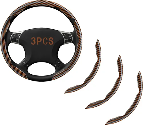 Miniatura 13 de Fundas para volante, 3 piezas de fibra de carbono antideslizante con clip en el volante del automóvil, protector universal para la mayoría de ruedas
